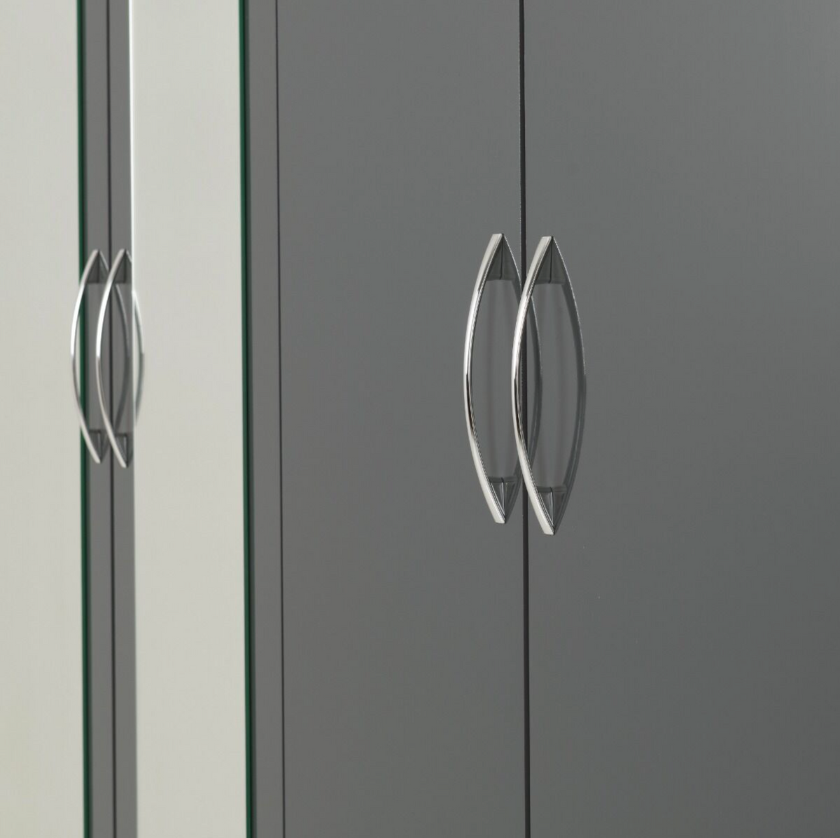 Nevada 4 Door 2 Drawer Wardrobe - Grey Gloss