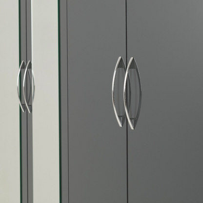 Nevada 4 Door 2 Drawer Wardrobe - Grey Gloss