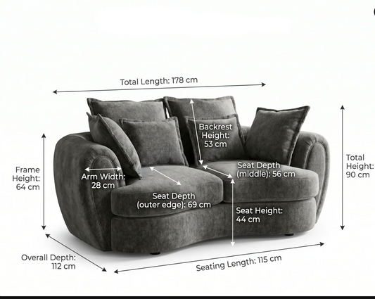 Dorchester Sofa Charcoal 2 Seater
