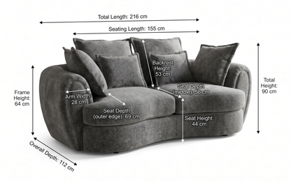 Dorchester Sofa Charcoal 3 Seater