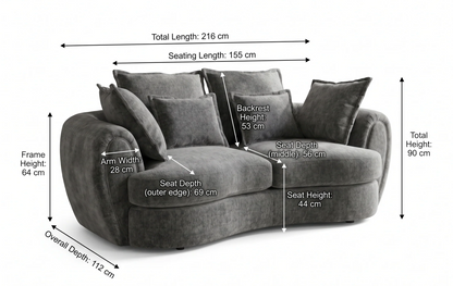 Dorchester Sofa Grey 3 Seater