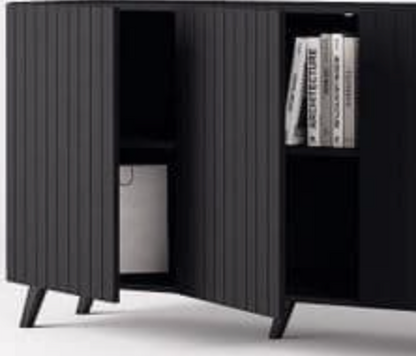 Atlantis Matte Black Wide 4 Door Sideboard