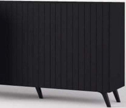 Atlantis Matte Black Wide 4 Door Sideboard