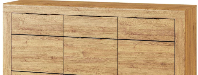 Camar Large Oak Effect 3 Drawer Sideboard