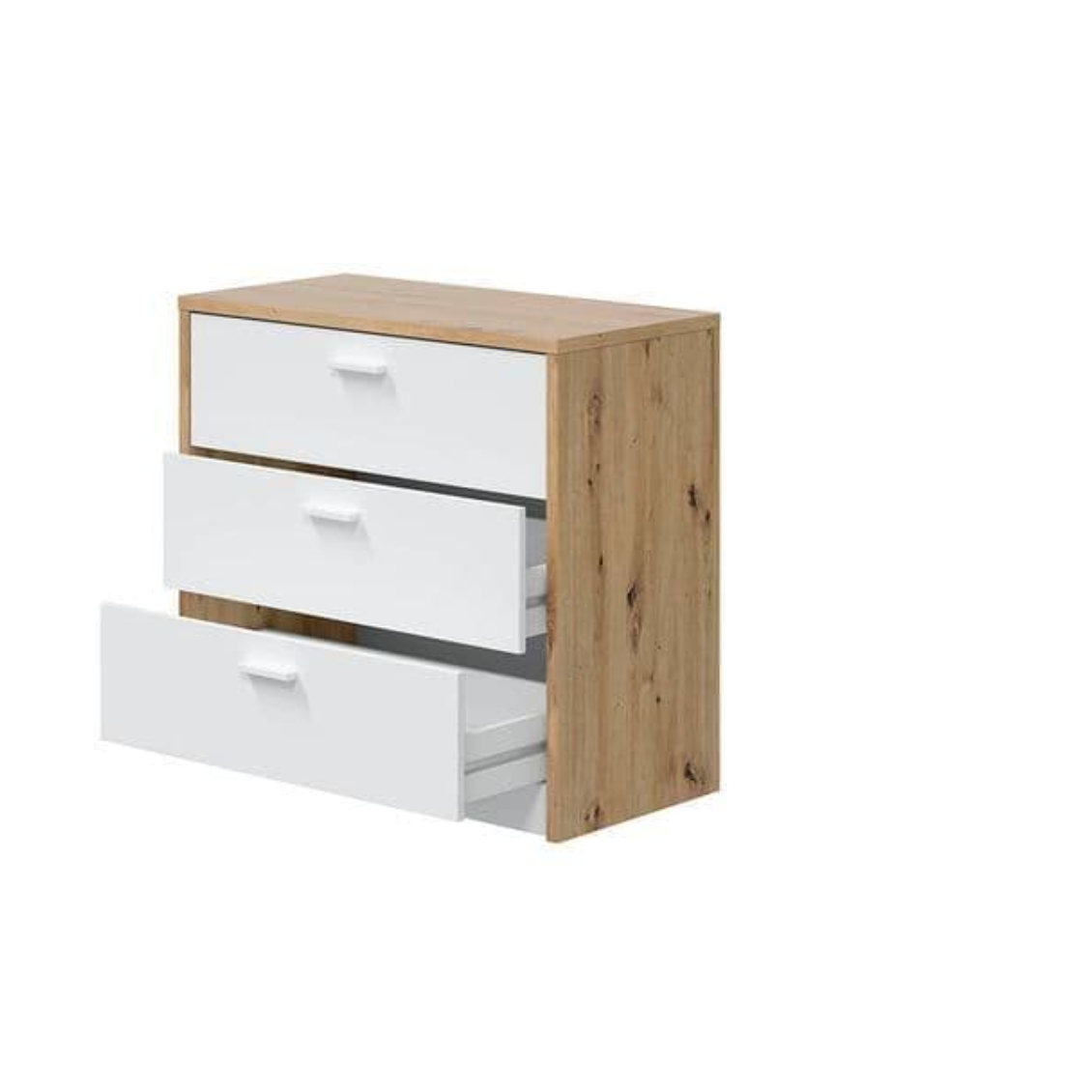 Gothenburg White and Oak Space Saving Chest of Drawer Desk