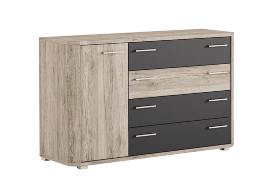 Mocha Dark Brown With Oak Effect Chest Of Drawers Dresser