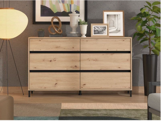 Zavaro Oak Effect Wide Chest Of Drawers