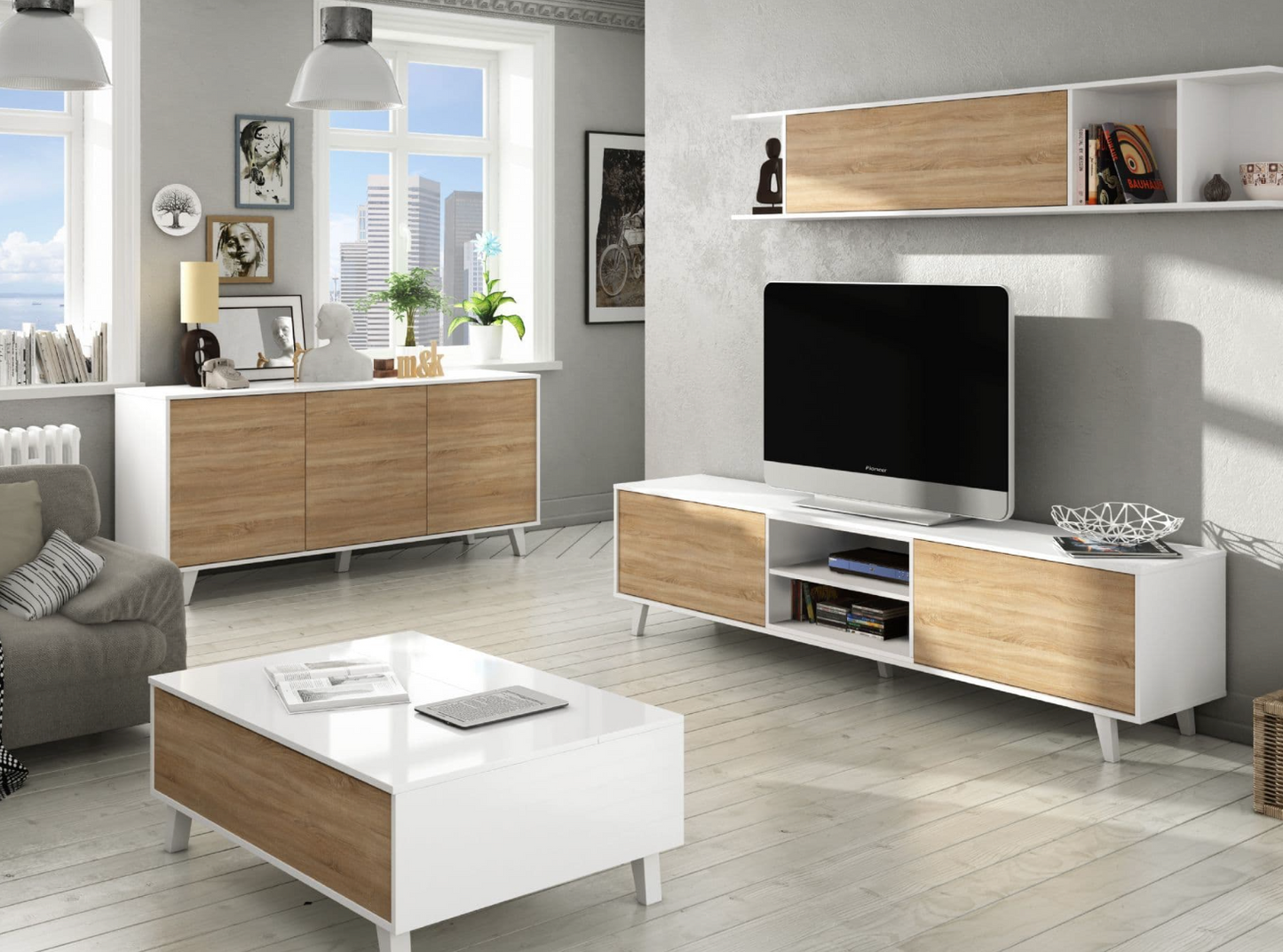 Toris Coffee Table Oak and White