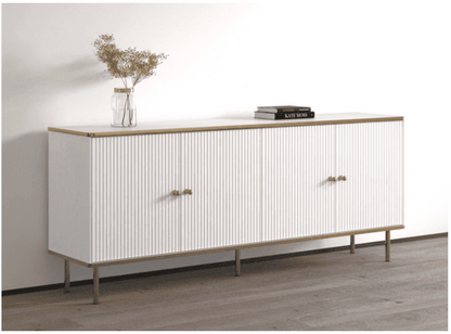 Maison White And Gold 4 Door Wide Sideboard