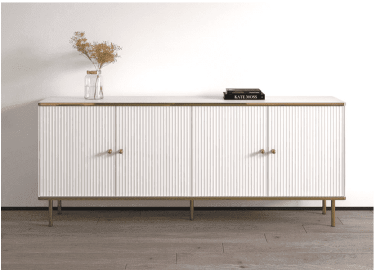 Maison White And Gold 4 Door Wide Sideboard