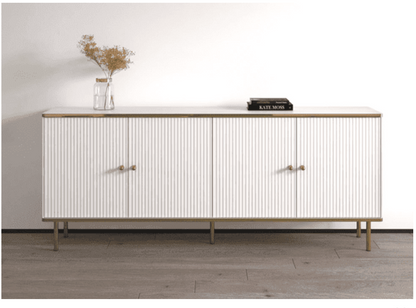 Maison White And Gold 4 Door Wide Sideboard