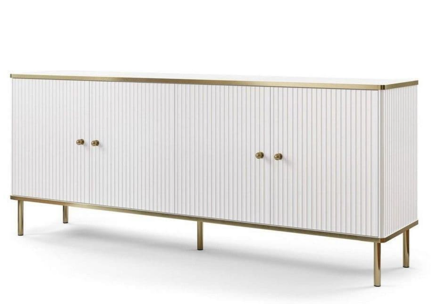 Maison White And Gold 4 Door Wide Sideboard