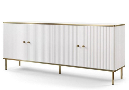 Maison White And Gold 4 Door Wide Sideboard