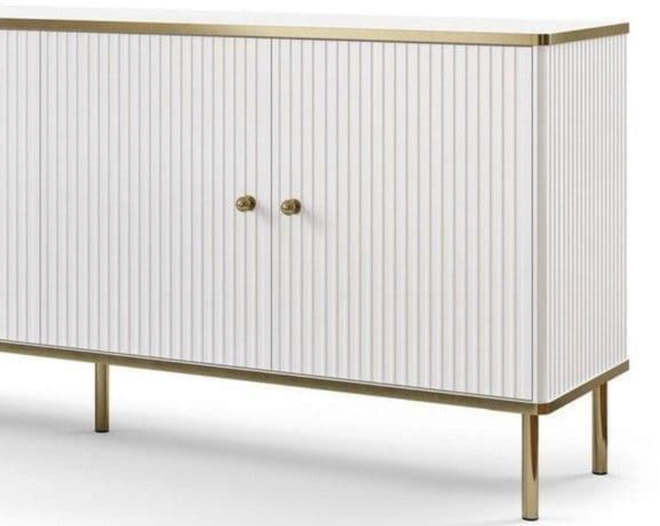 Maison White And Gold 4 Door Wide Sideboard