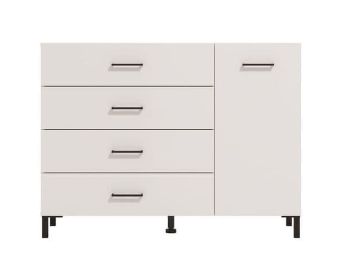 Romero White 1 Door 4 Drawer chest of drawers
