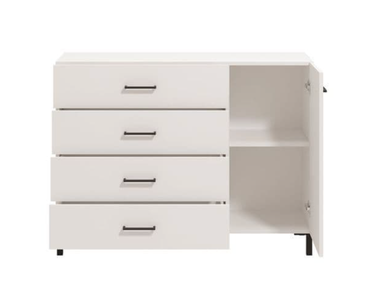 Romero White 1 Door 4 Drawer chest of drawers