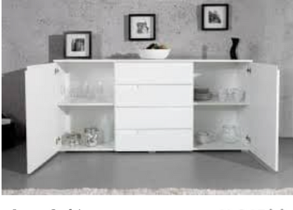 Santino White High Gloss Wide Sideboard