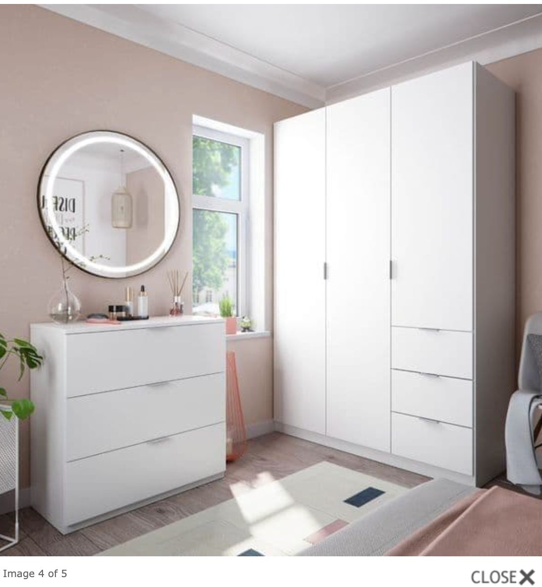 Cairo Artic White Compact 3 Door 3 Drawer Space-Saving 135cm Wardrobe