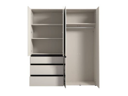 Kyoto Cashmere 4 Door 3 Drawer Mirrored Wardrobe