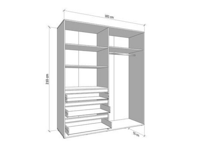 Kyoto Cashmere 4 Door 3 Drawer Mirrored Wardrobe