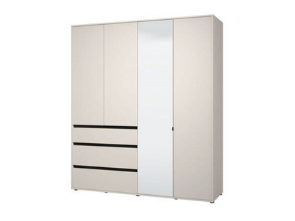 Kyoto Cashmere 4 Door 3 Drawer Mirrored Wardrobe
