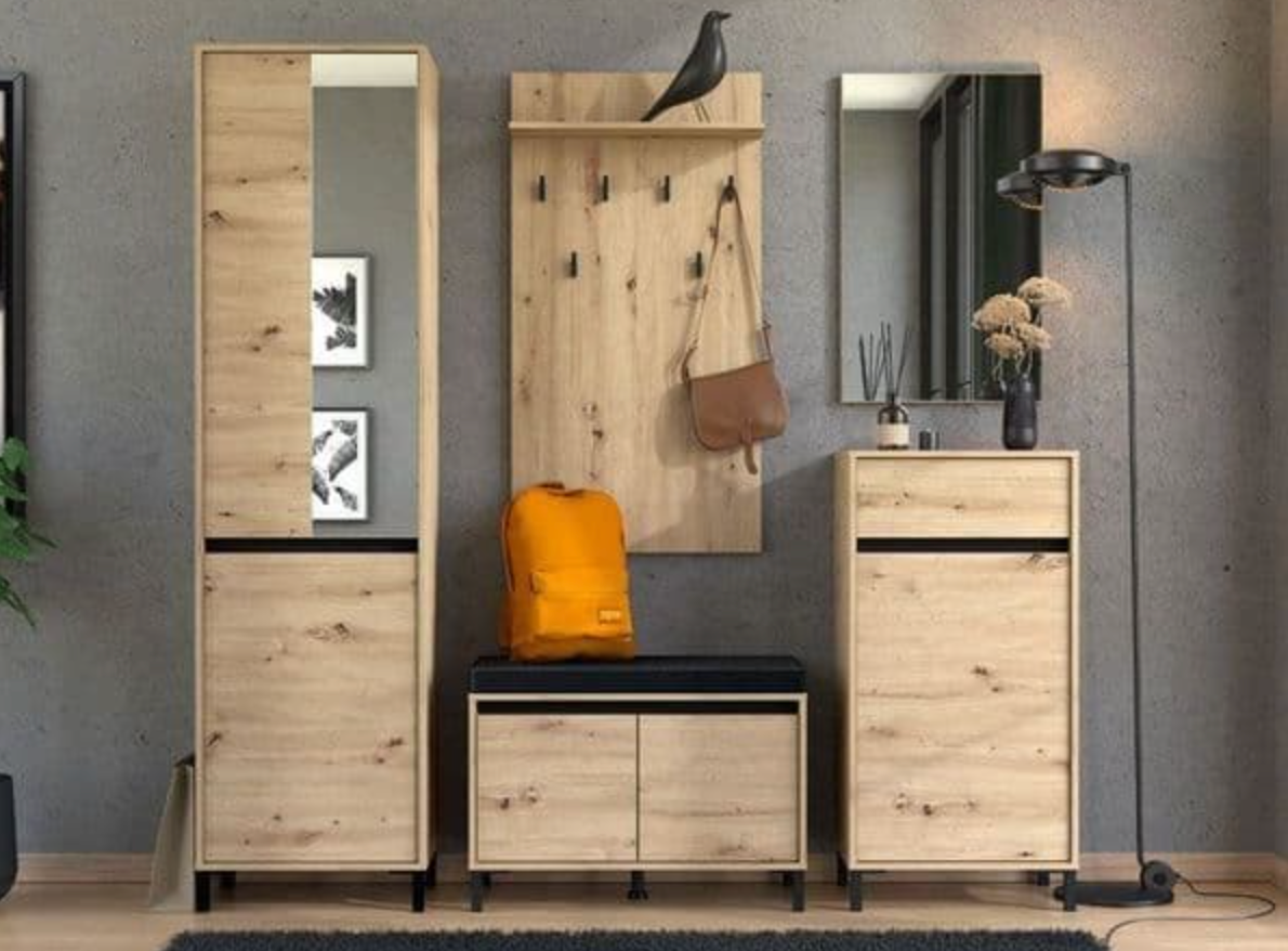 Rosmara Artisan Oak Effect Slim Narrow Shallow Depth Hallway Wardrobe