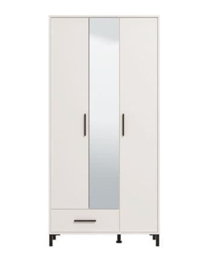 Saltbay White 3 Door Tall Shallow Depth Hallway Mirrored Wardrobe
