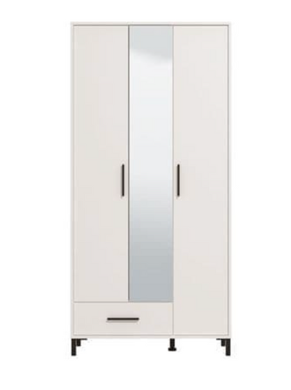 Saltbay White 3 Door Tall Shallow Depth Hallway Mirrored Wardrobe