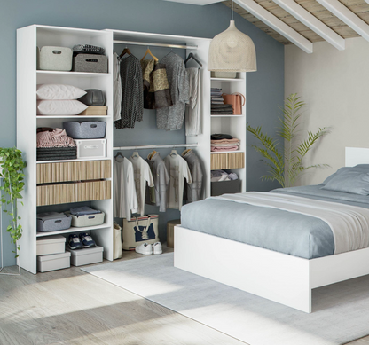 Salvador Natural Oak Effect and White Open Door Wardrobe With Shelves And Rail