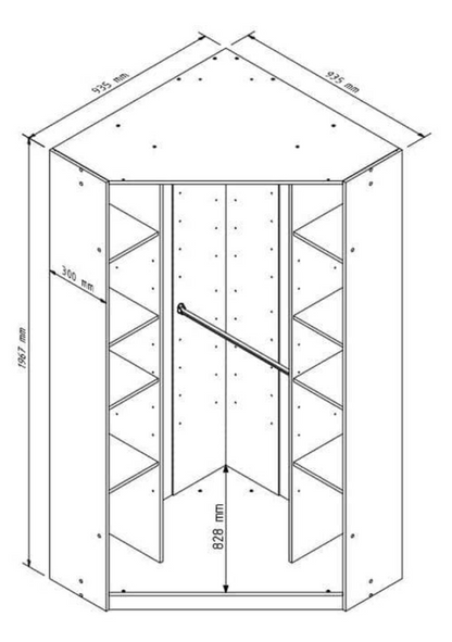 Santino Full Mirrored and White 2 Door Corner Wardrobe