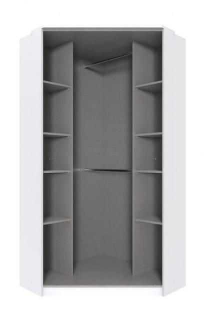 Santino Full Mirrored and White 2 Door Corner Wardrobe