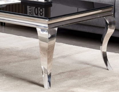 Atlanta Coffee Table Black Glass & Silver Legs