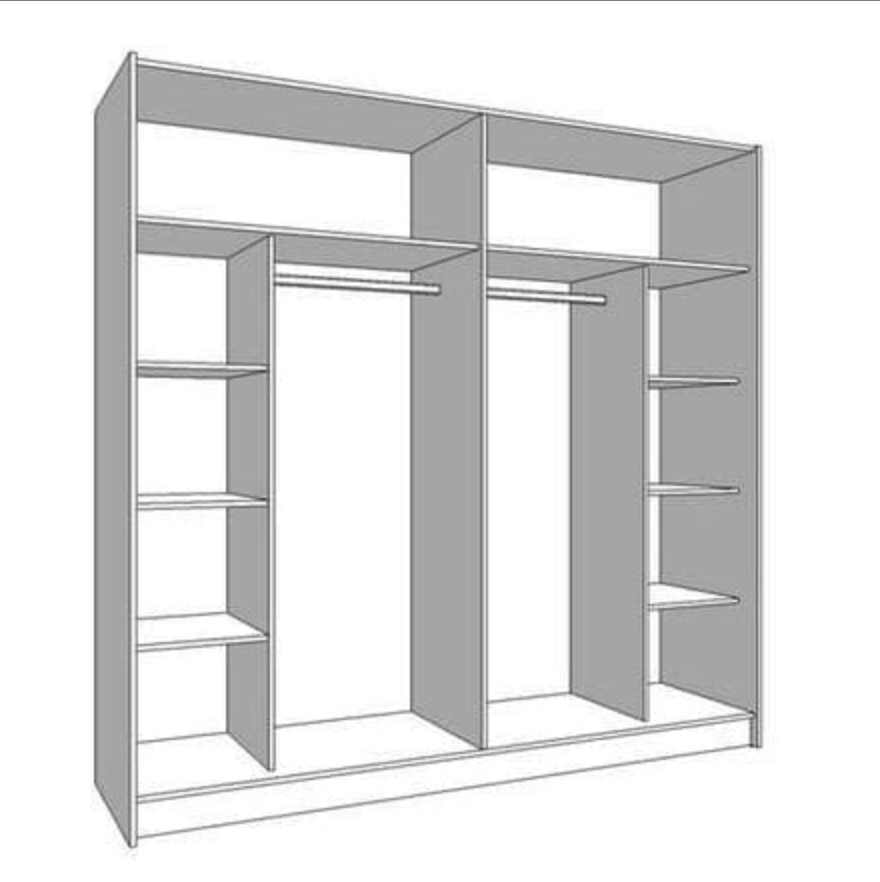 Valentina Grey 220cm Sliding Wardrobe with Mirror