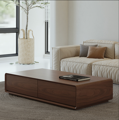 Modern Walnut Coffee Table with Storage – Model 191 | Silent Drawer|