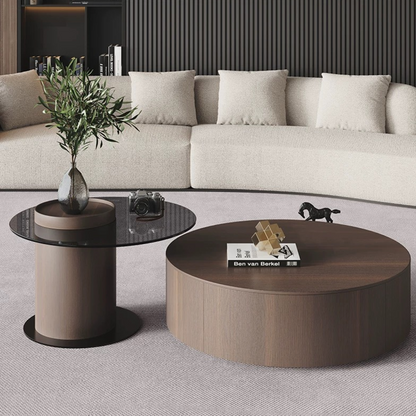 Modern Coffee Table with Glass Top & Storage –Adjustable.