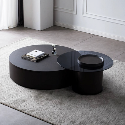 Modern Coffee Table with Glass Top & Storage –Adjustable.