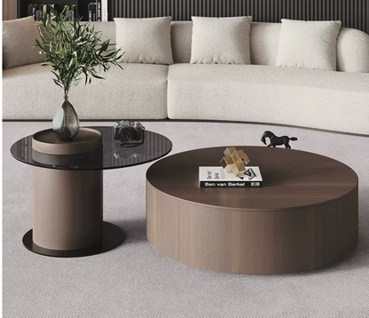 Modern Coffee Table with Glass Top & Storage –Adjustable.
