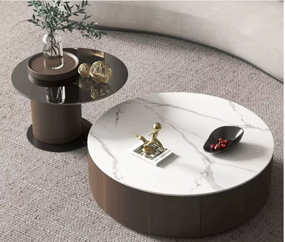 Modern Coffee Table with Glass Top & Storage –Adjustable.