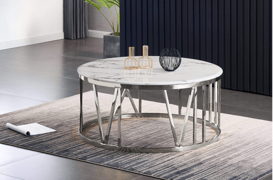 Bonita Marble Round Coffee Table – Elegant Modern Living Room Accent