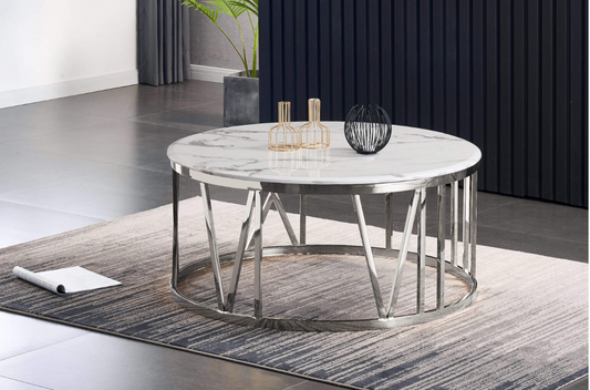 Bonita Marble Round Coffee Table – Elegant Modern Living Room Accent