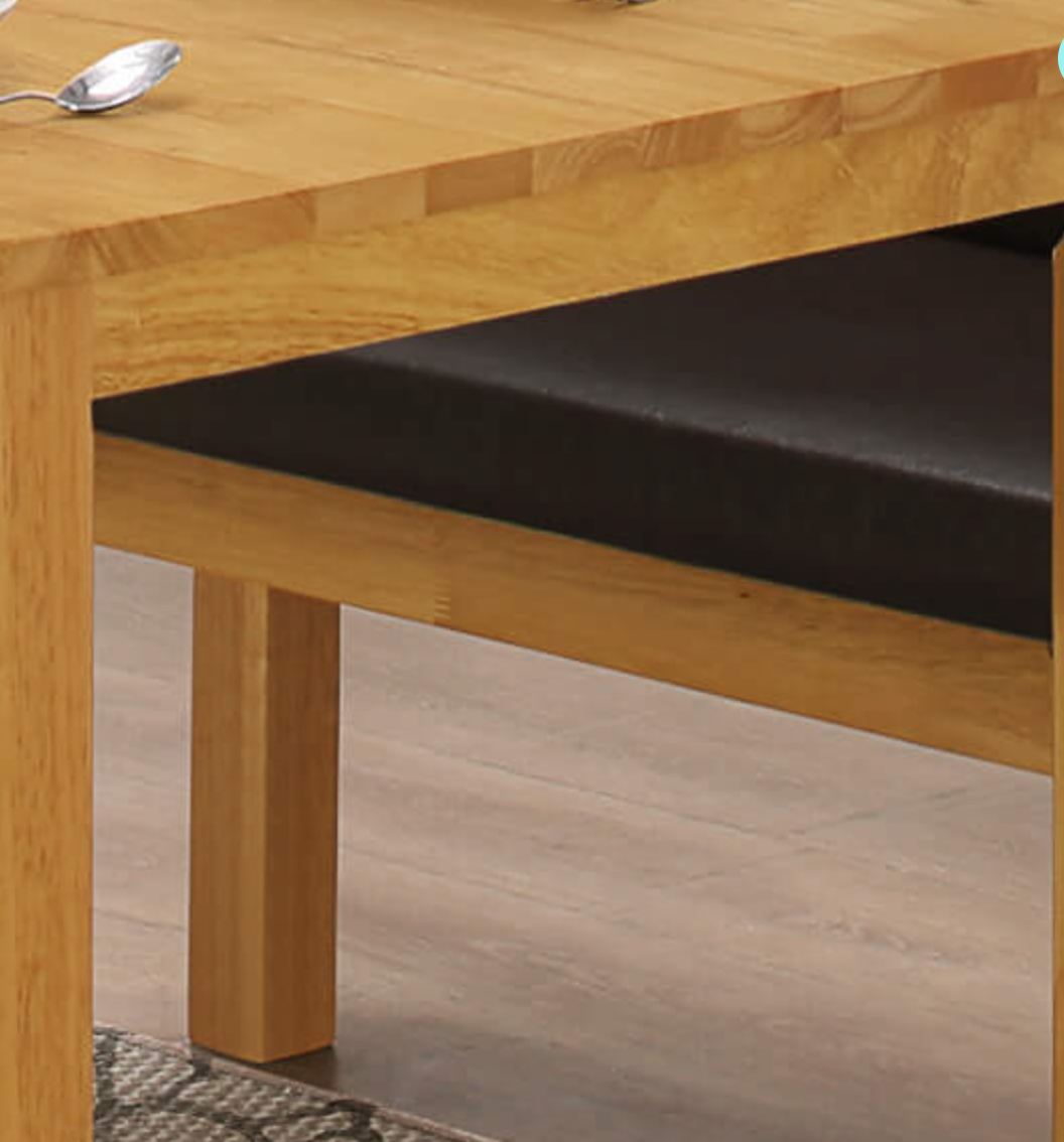 Hamra Solid Rubberwood Dining Table, Natural Oak Finish – 1200W x 750D x 740H