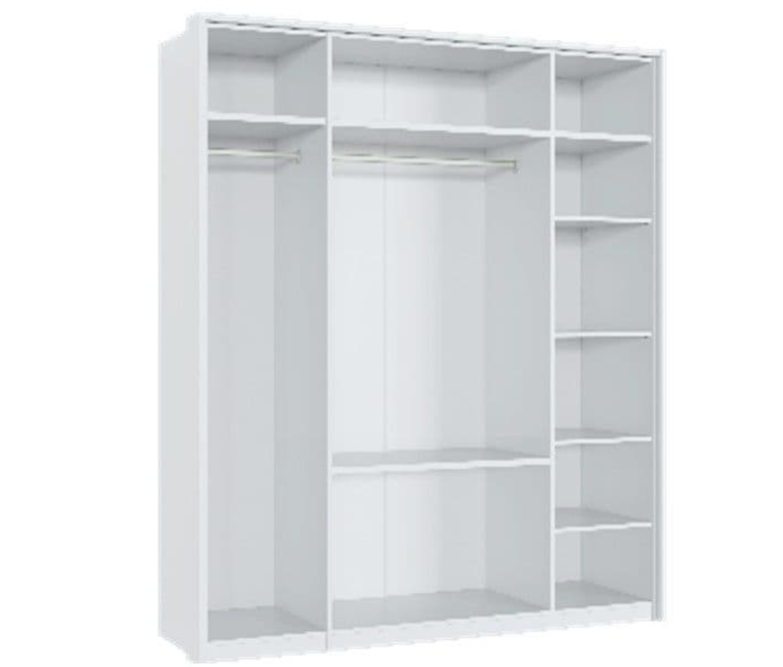 Rado 4 Door 2 Drawer White High Gloss Mirrored Wardrobe