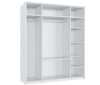 Rado 4 Door 2 Drawer White High Gloss Mirrored Wardrobe