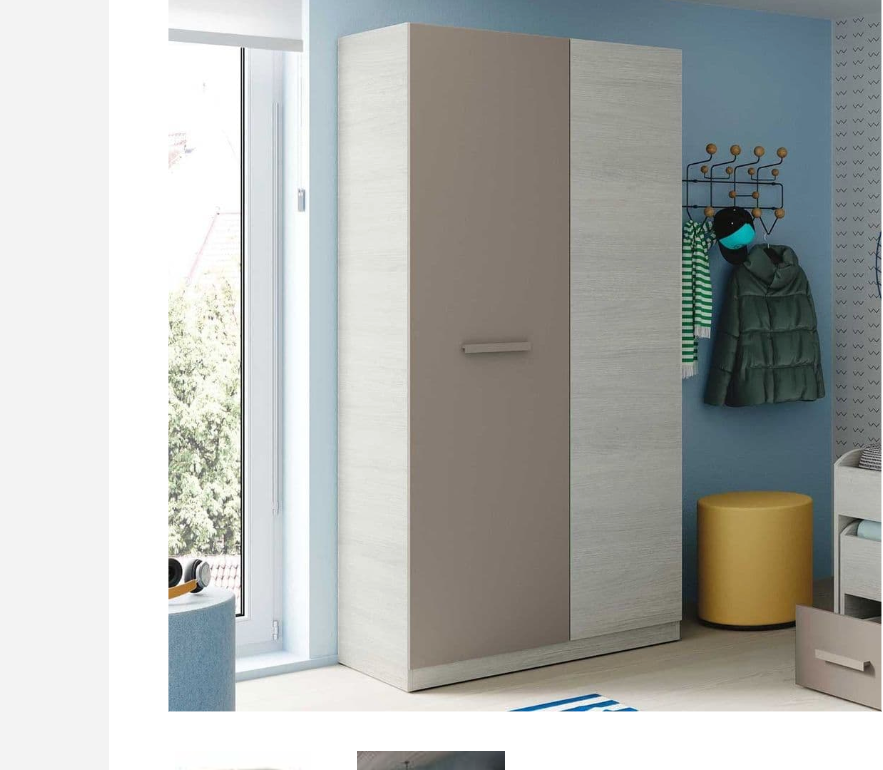 Almiron White & Grey Ash 2 Door Wardrobe