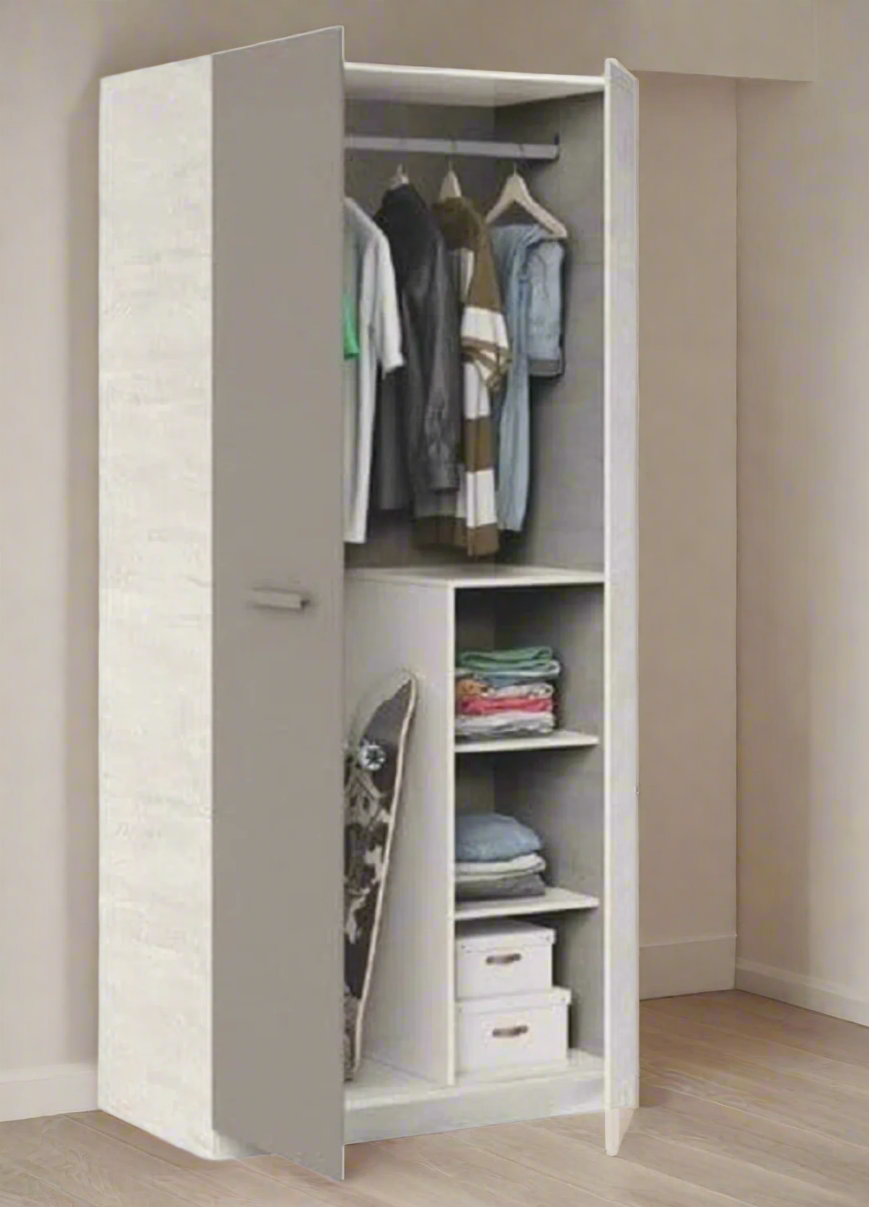 Almiron White & Grey Ash 2 Door Wardrobe