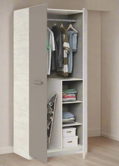 Almiron White & Grey Ash 2 Door Wardrobe