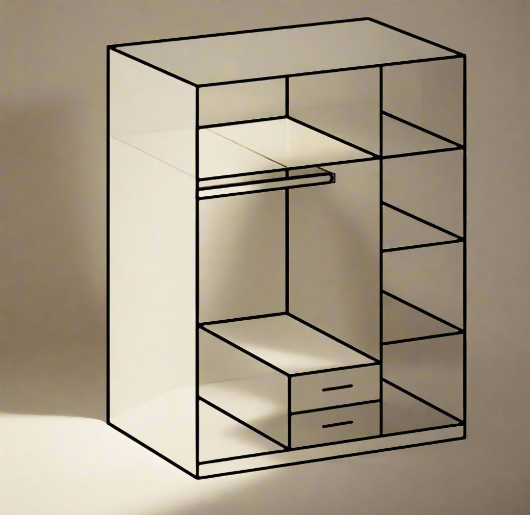 Artic White and Oak Effect 4 Door / 2 Drawer Wardrobe