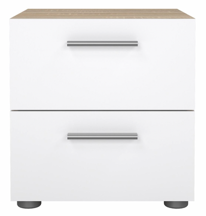 Pepe Bedside 2 Drawers in Oak with White High Gloss