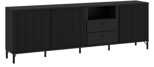 Lusaka TV Cabinet 3 Door 2 Drawer in Black Graphite