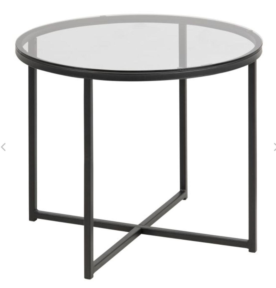 Cross Round Metal Side Table with Smoked Glass Top